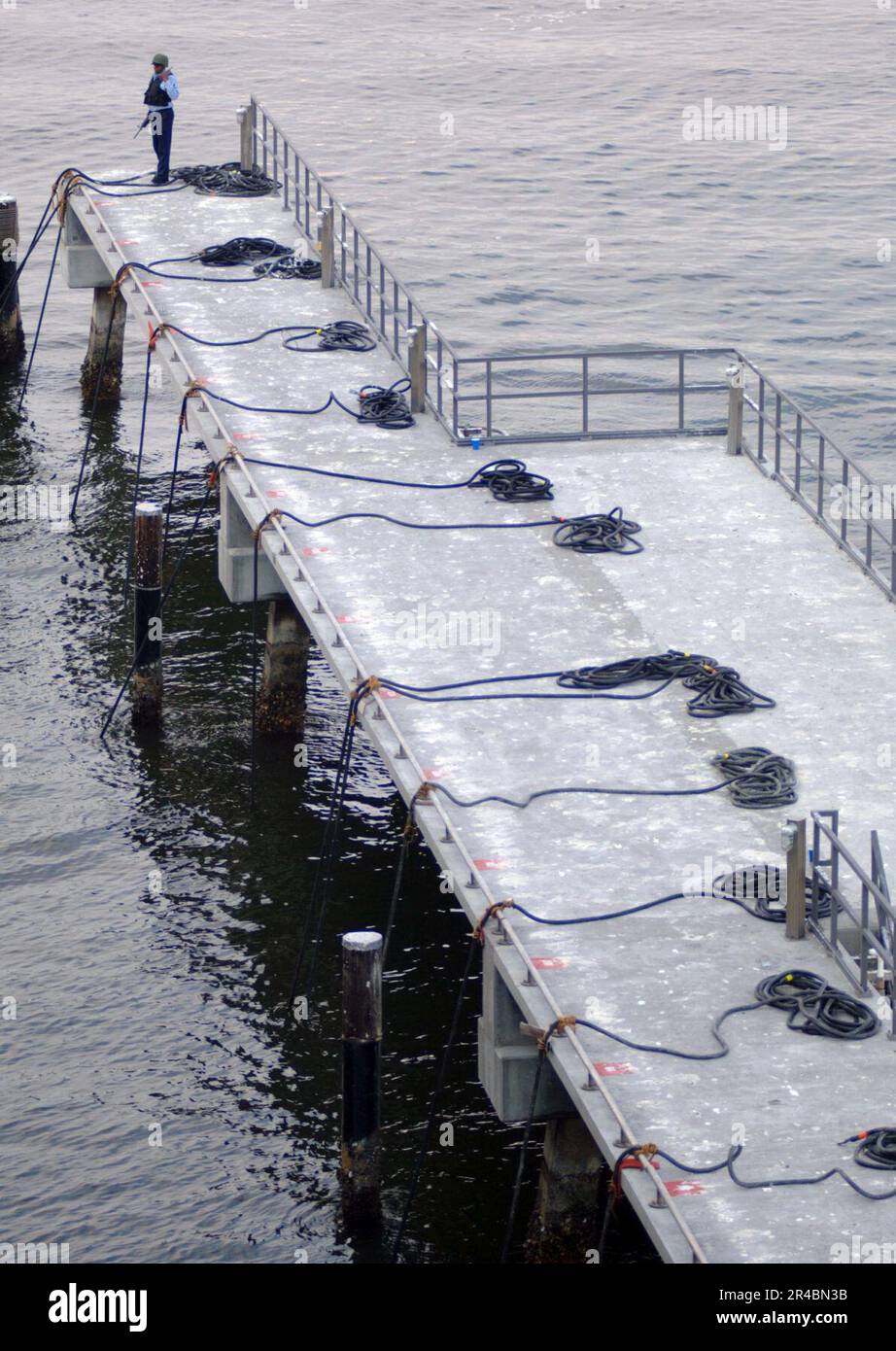 US Navy Electrical cables sit on the deck at Lambert's Point Deperming Station in Norfolk, Va
