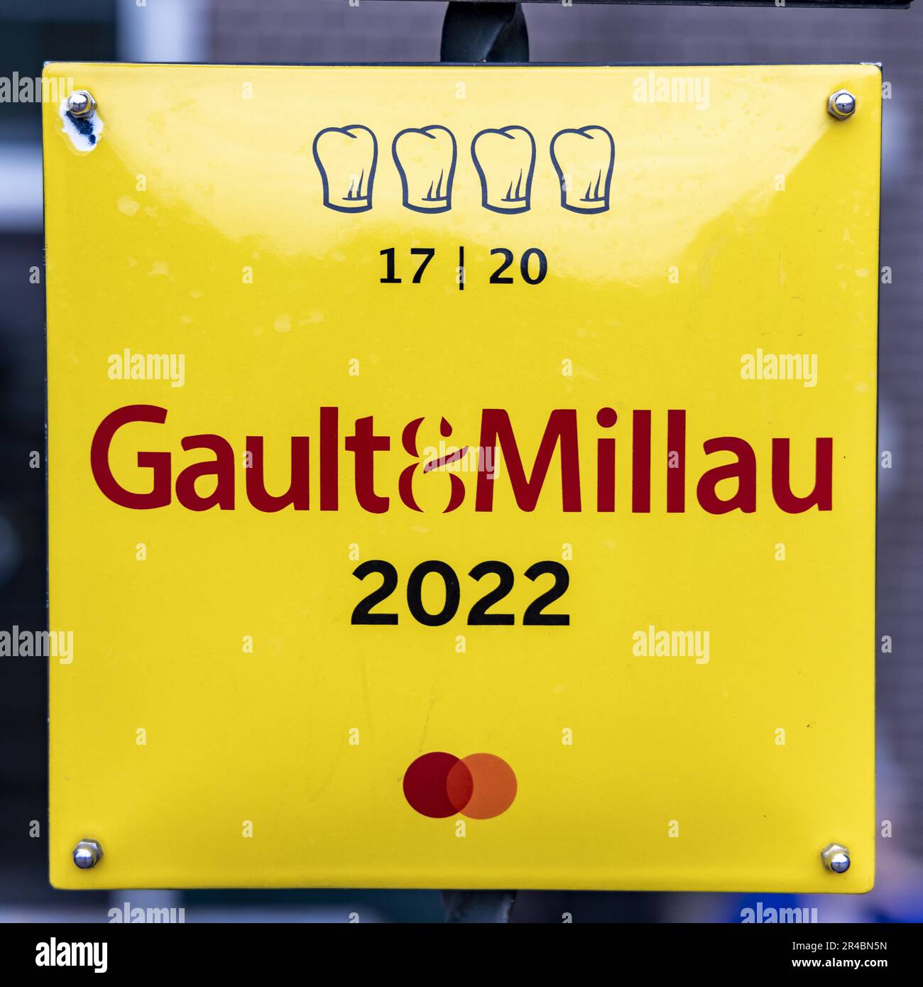 Gault Millau award, sign on a restaurant, Amsterdam, capital of