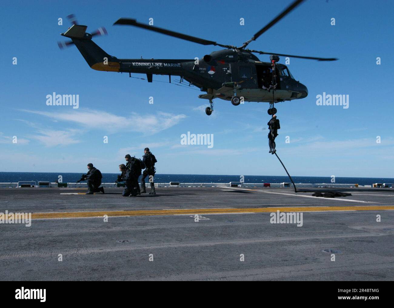 US Navy Royal Netherlands Marines assigned to the landing platform dock ...