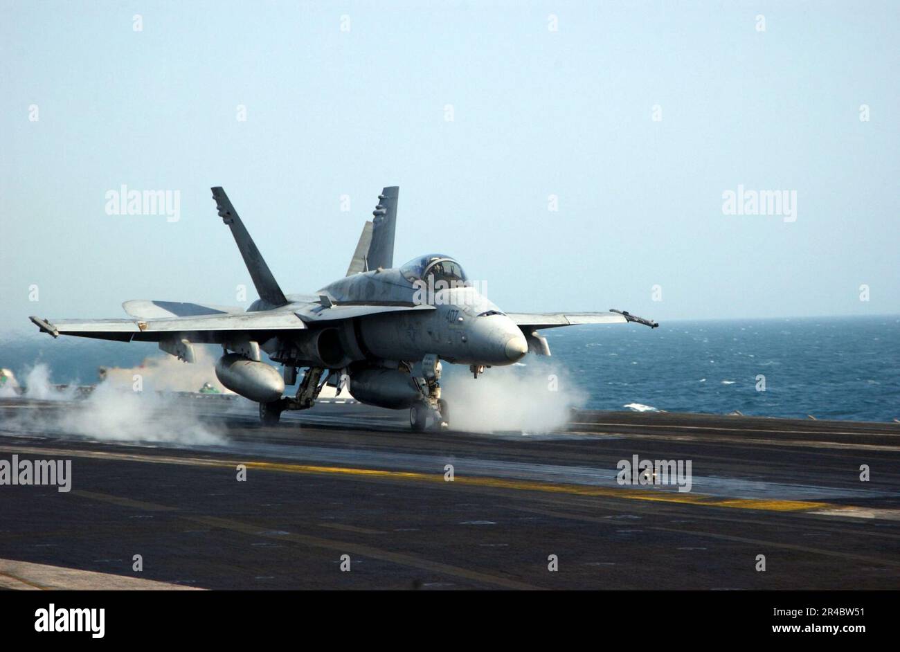 US Navy An F-A-18C Hornet assigned to the Golden Warriors of Strike ...