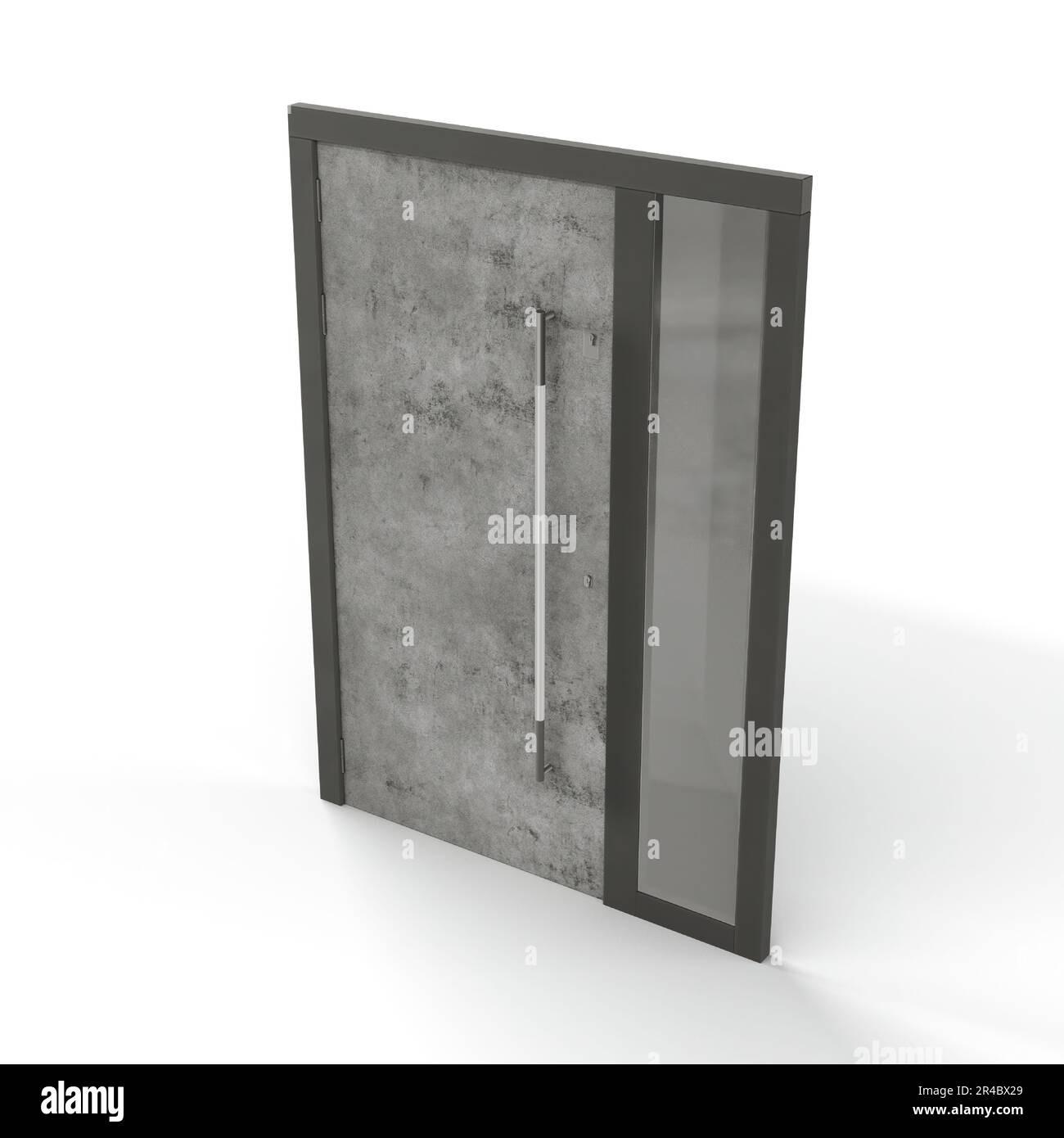 A 3D rendering of a modern front door isolated on a white background ...
