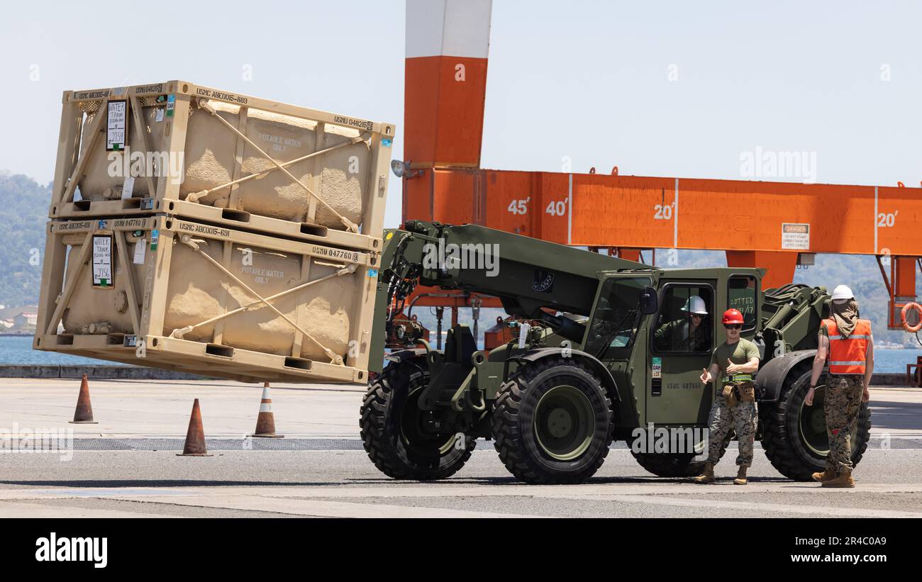 U.S. Marines with 3rd Landing Support Battalion, direct a Millennia ...