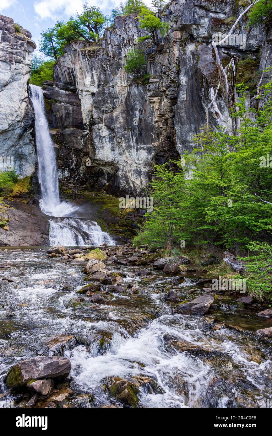 A scenic landscape of cascading waterfall "Chorrillo del Salto" in El