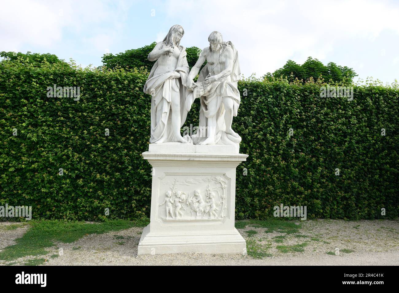 Vienna, Austria. Belvedere Palace. Sculpture in gardens of Belvedere ...