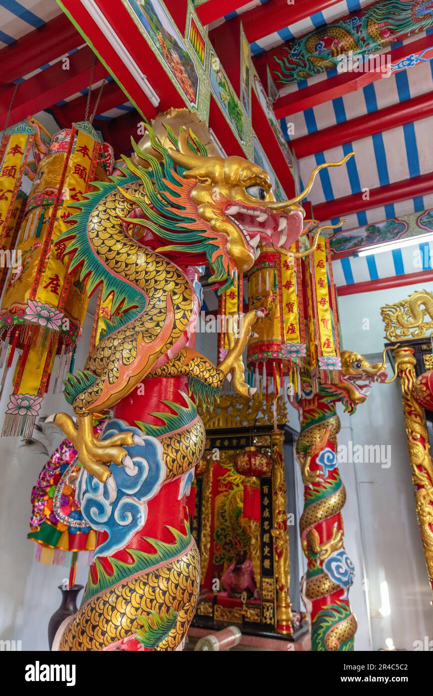 Dragon pillars at Phrommet Shrine, Chinese Buddhist shrine in Sathon