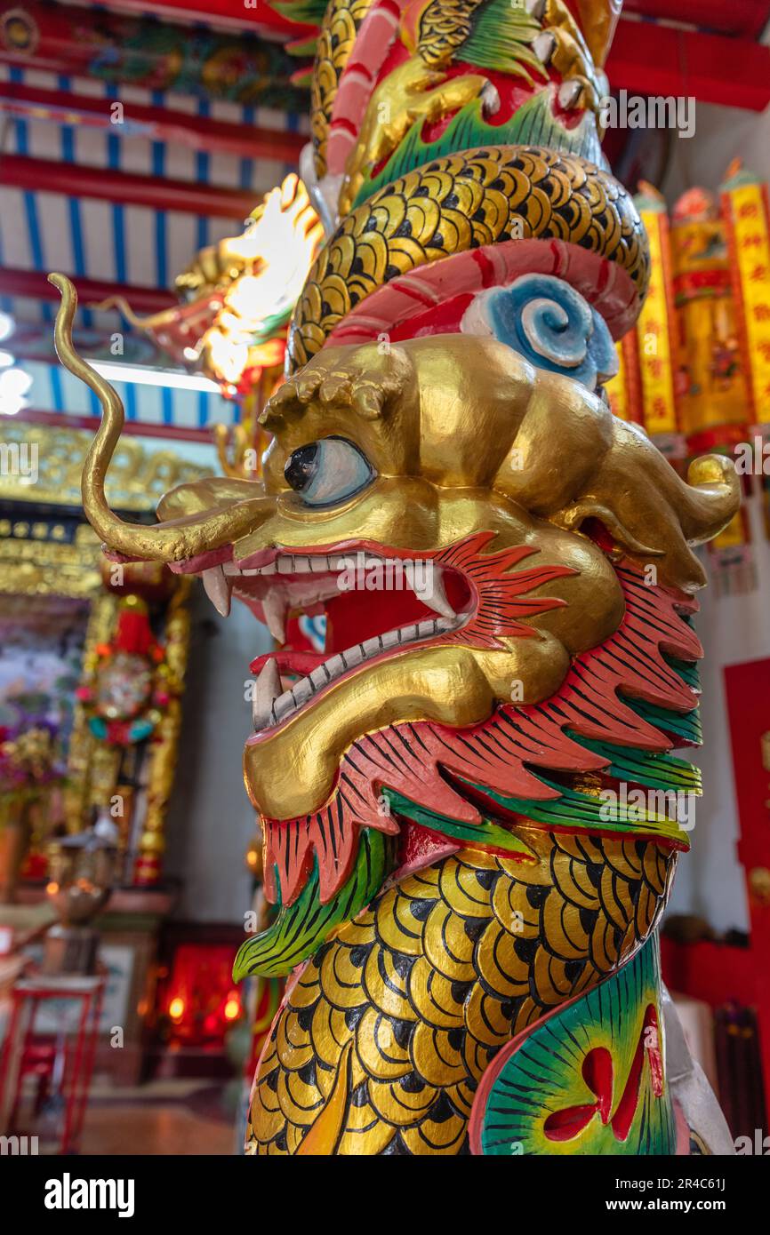 Dragon pillars at Phrommet Shrine, Chinese Buddhist shrine in Sathon