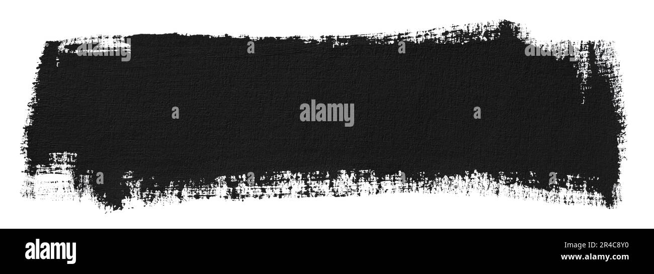 Hand painted stroke of black paint texture isolated on white background ...