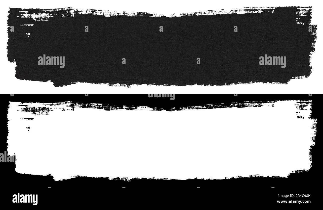 Stroke of black paint texture isolated on white background with clipping mask (alpha channel) for quick isolation. Easy to selection object. Stock Photo