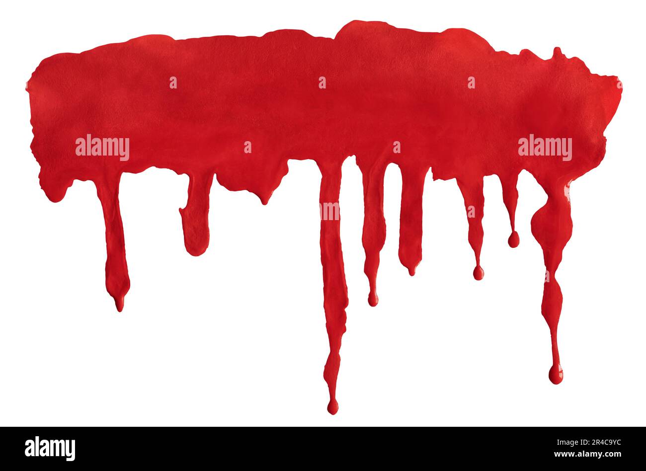 Dripping blood or red paint isolated on white background with clipping path Stock Photo
