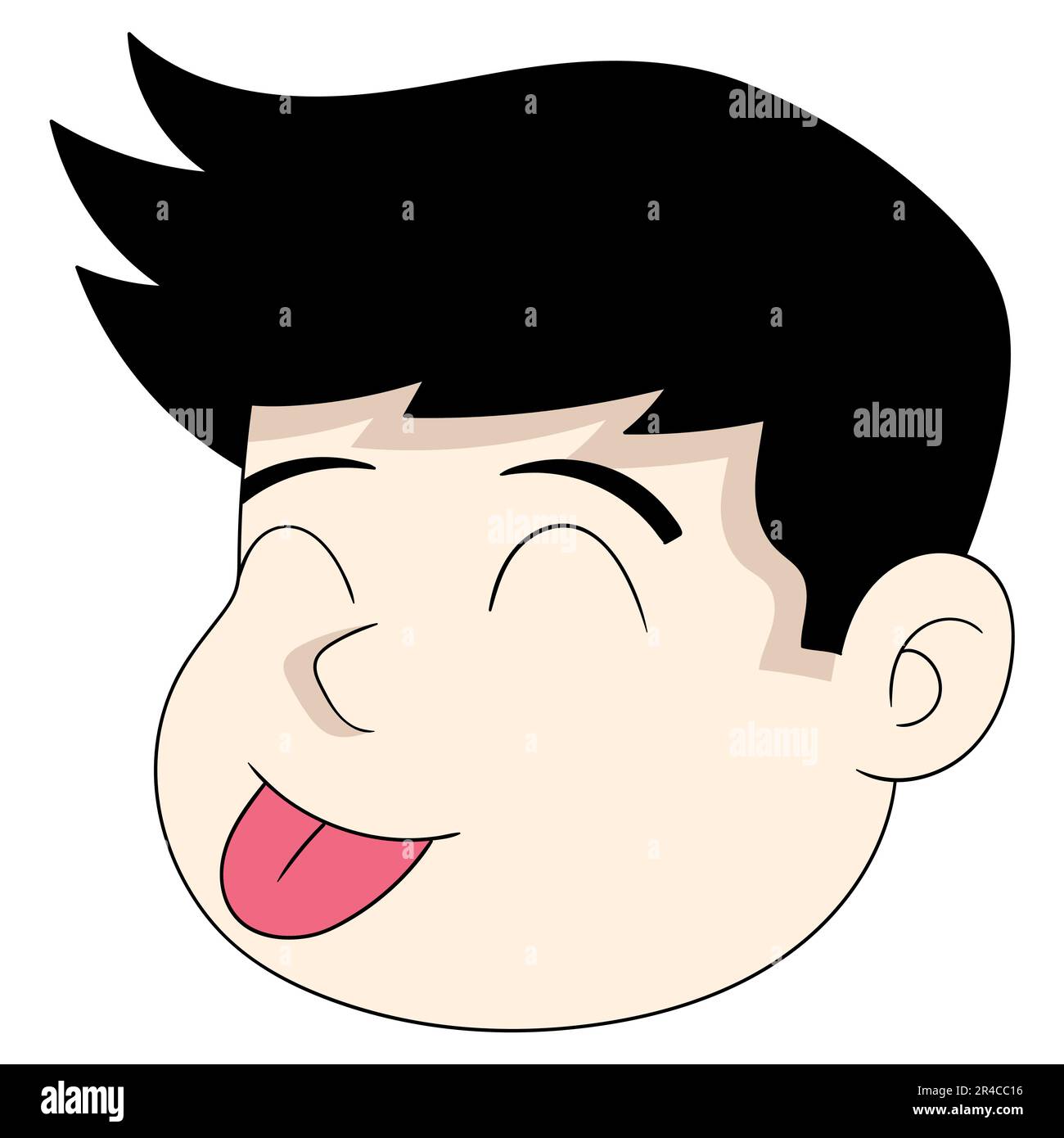 head boy emoticon mocking facial expression sticking out tongue. vector
