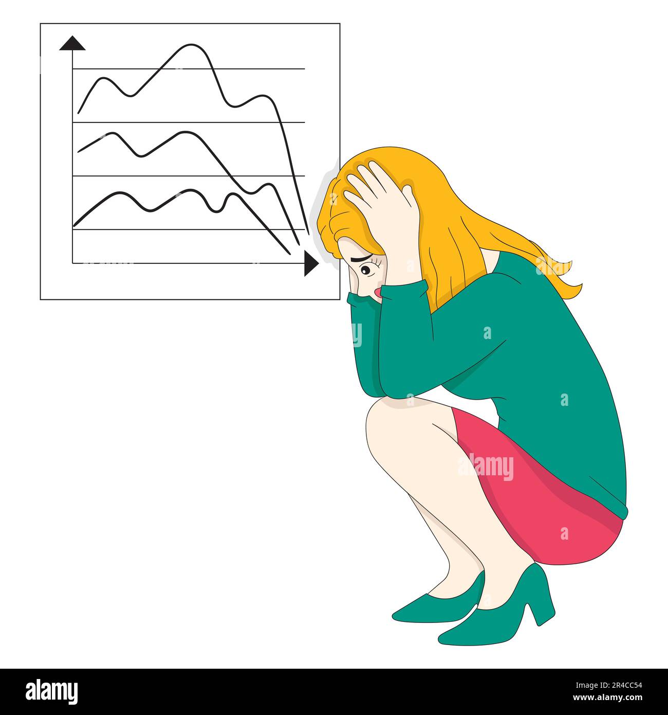 business woman is trading loss and profit depression is decreasing ...