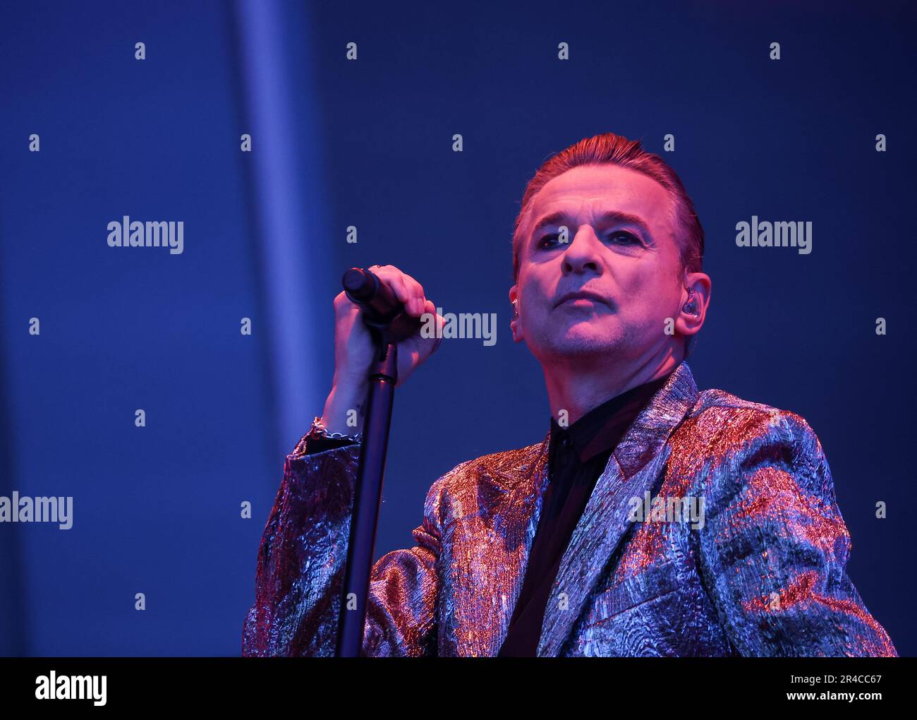 26 May 2023, Saxony, Leipzig Dave Gahan of Depeche Mode sings at the