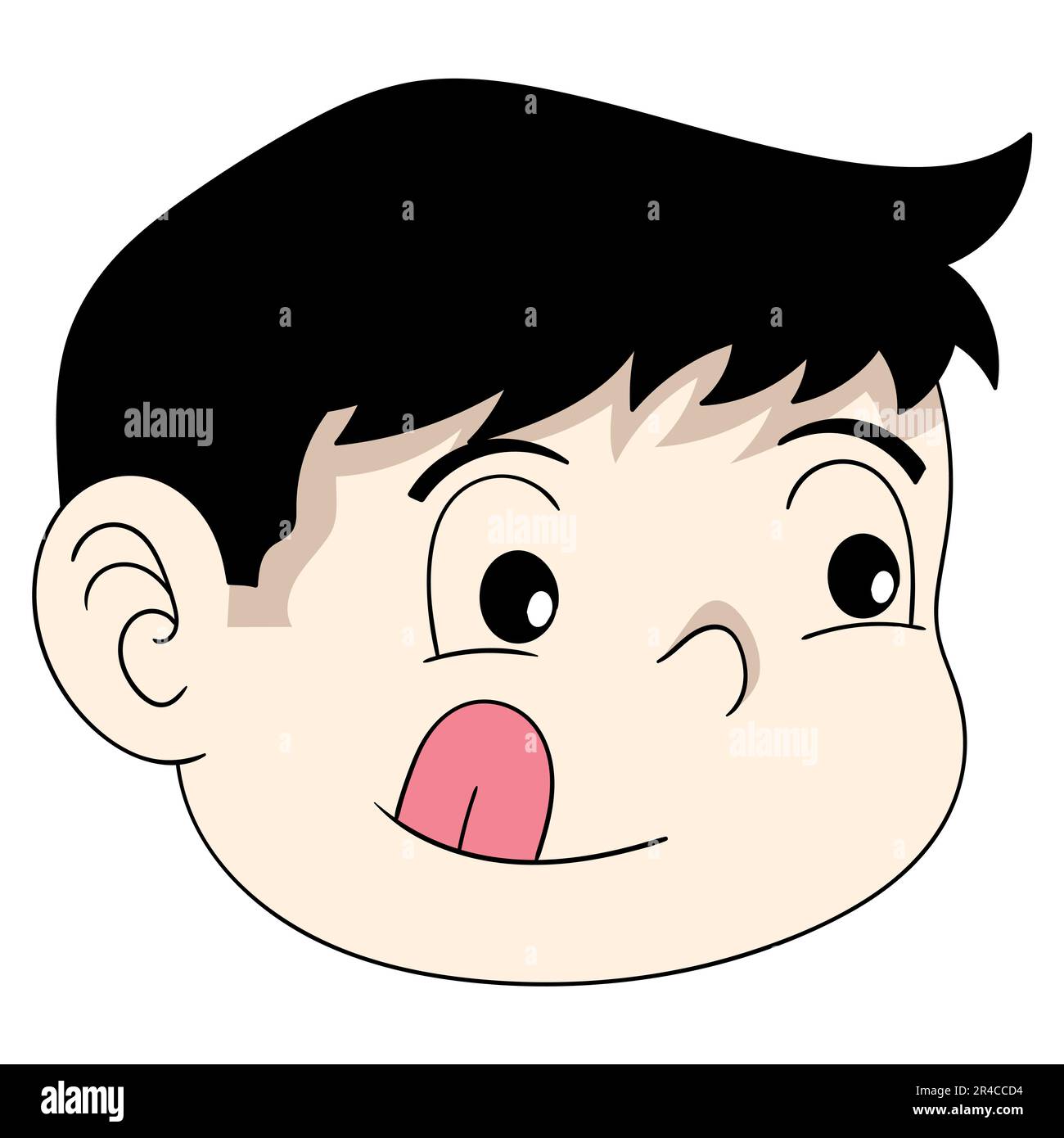 head boy emoticon facial expression wants to stick out tongue. vector design illustration art