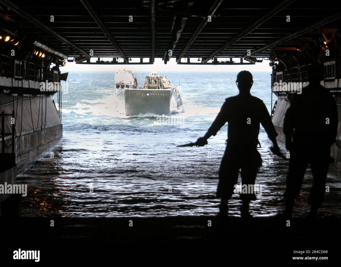 US Navy A Landing Craft Utility (LCU) makes its way into the well deck ...
