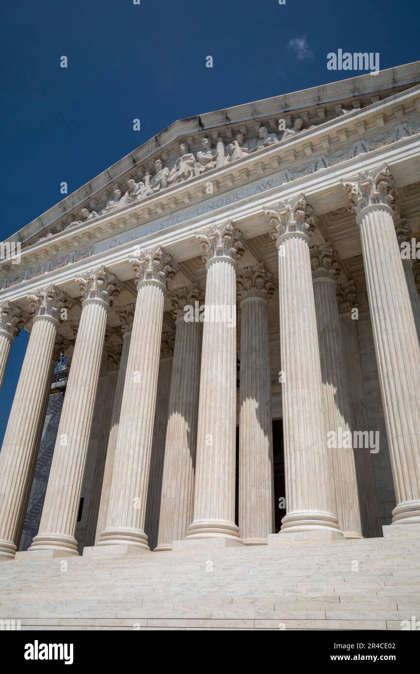 Washington, DC - The Corinthian columns on the front of the U.S. Supreme Court. Stock Photo