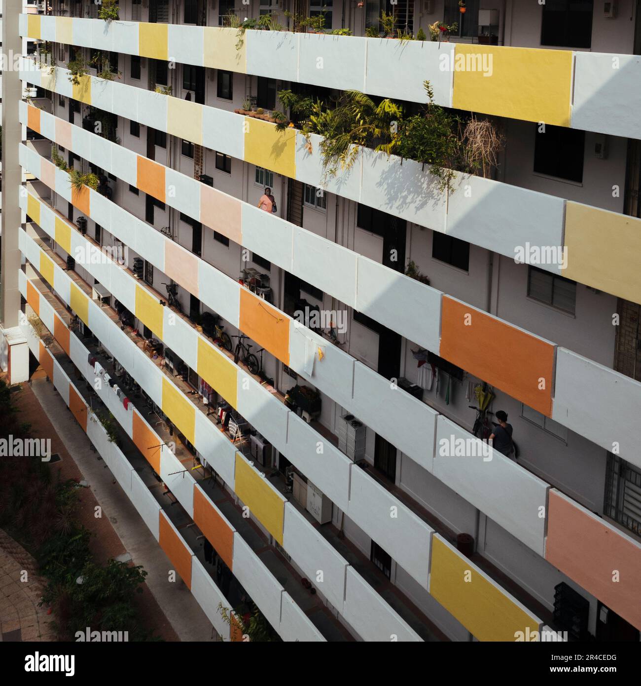 Colorful Facade of a Housing Development Board HDB Public Housing