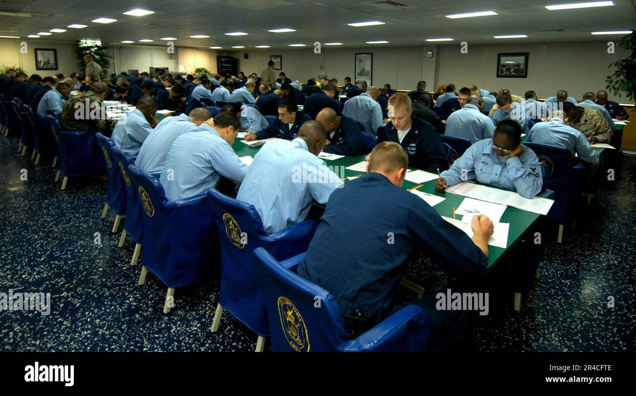 US Navy Second class petty officers take the E6 Navywide advancement