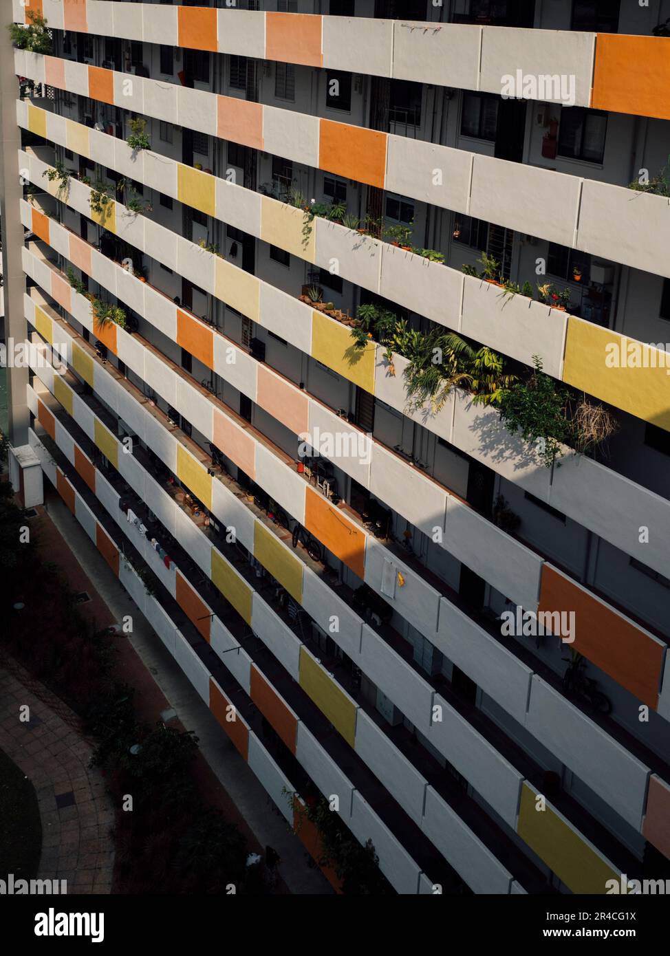 Colorful Facade of a Housing Development Board HDB Public Housing