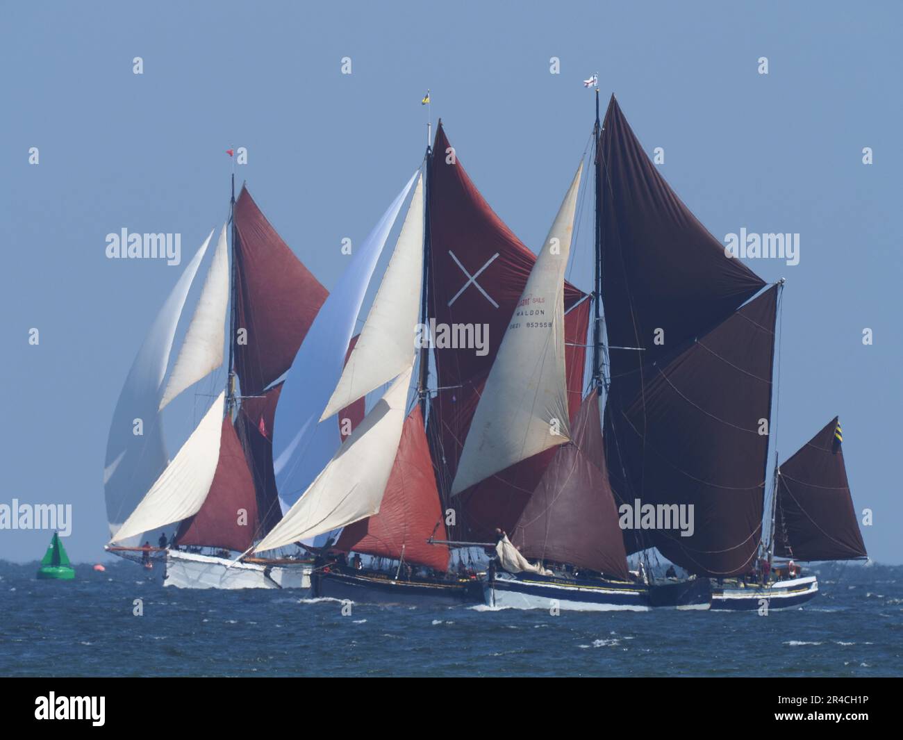 Sheerness, Kent, UK. 27th May, 2023. The King's Coronation 115th Medway Barge Sailing Match race took place this morning in fine sunny weather. The course starts in Gillingham and passes out into the Thames Estuary off Sheerness, Kent. Credit: James Bell/Alamy Live News Stock Photo