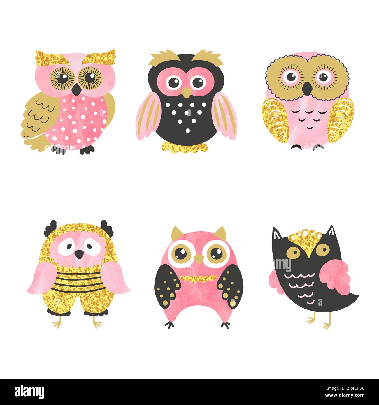 Set of cute owls isolated on white. Vector illustration Stock Vector ...