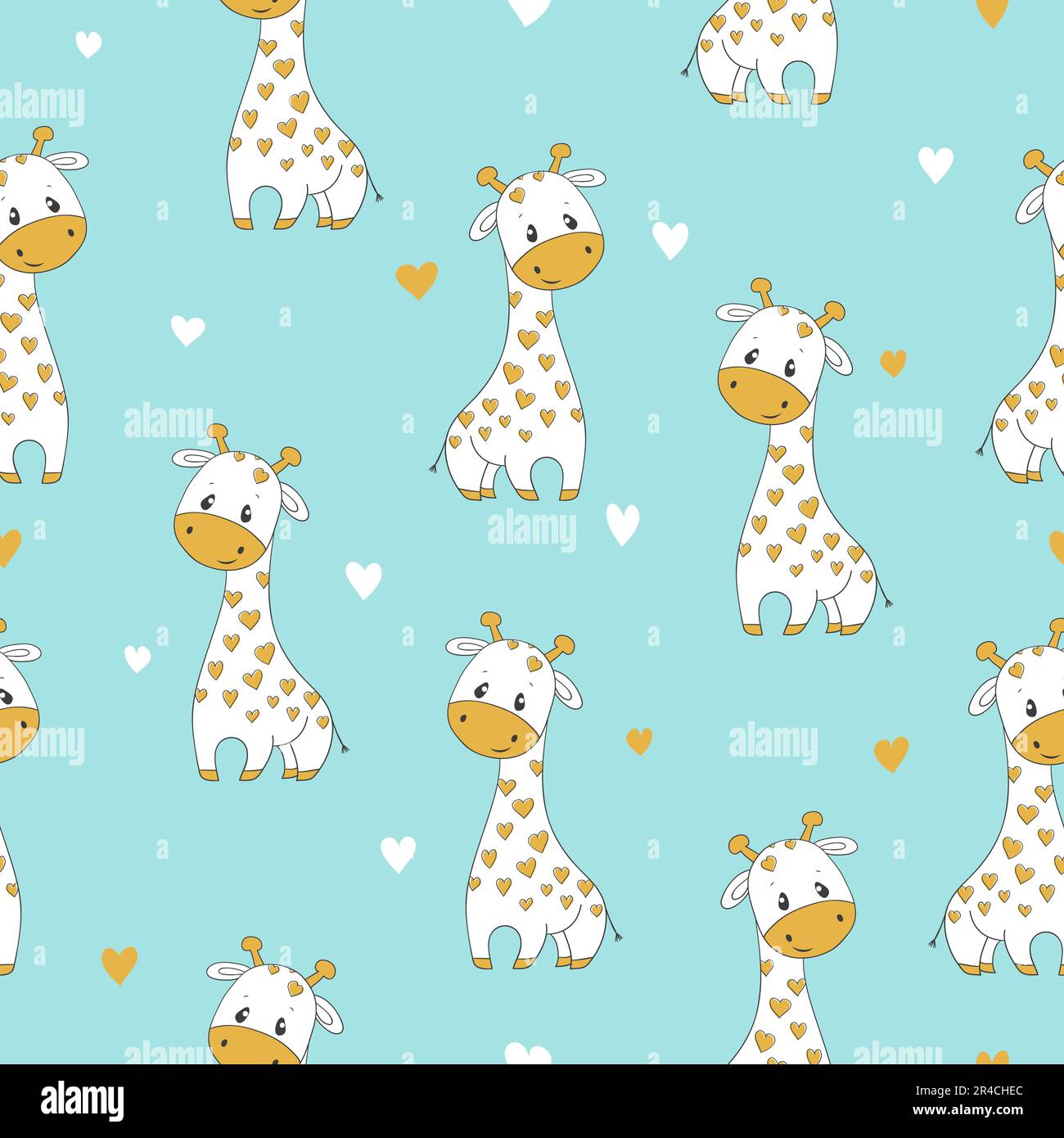 Seamless pattern with cute cartoon giraffe. Vector childish background ...