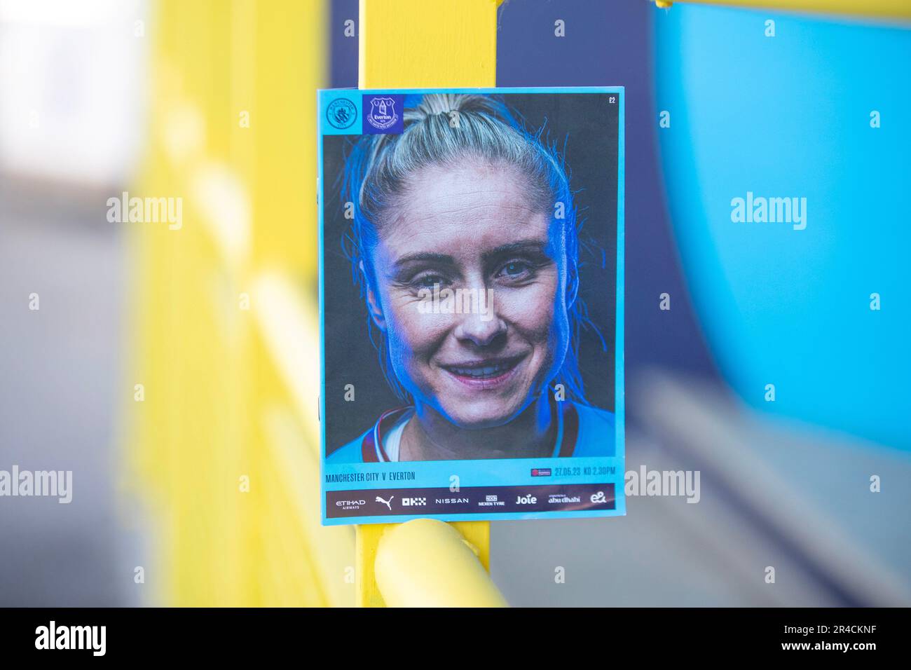 Manchester, UK. 27th May 2023. WSL Manchester City Programme (Steph Houghton). The Barclays FA Women's Super League match between Manchester City and Everton at the Academy Stadium, Manchester on Saturday 27th May 2023. (Photo: Mike Morese | MI News) Credit: MI News & Sport /Alamy Live News Stock Photo