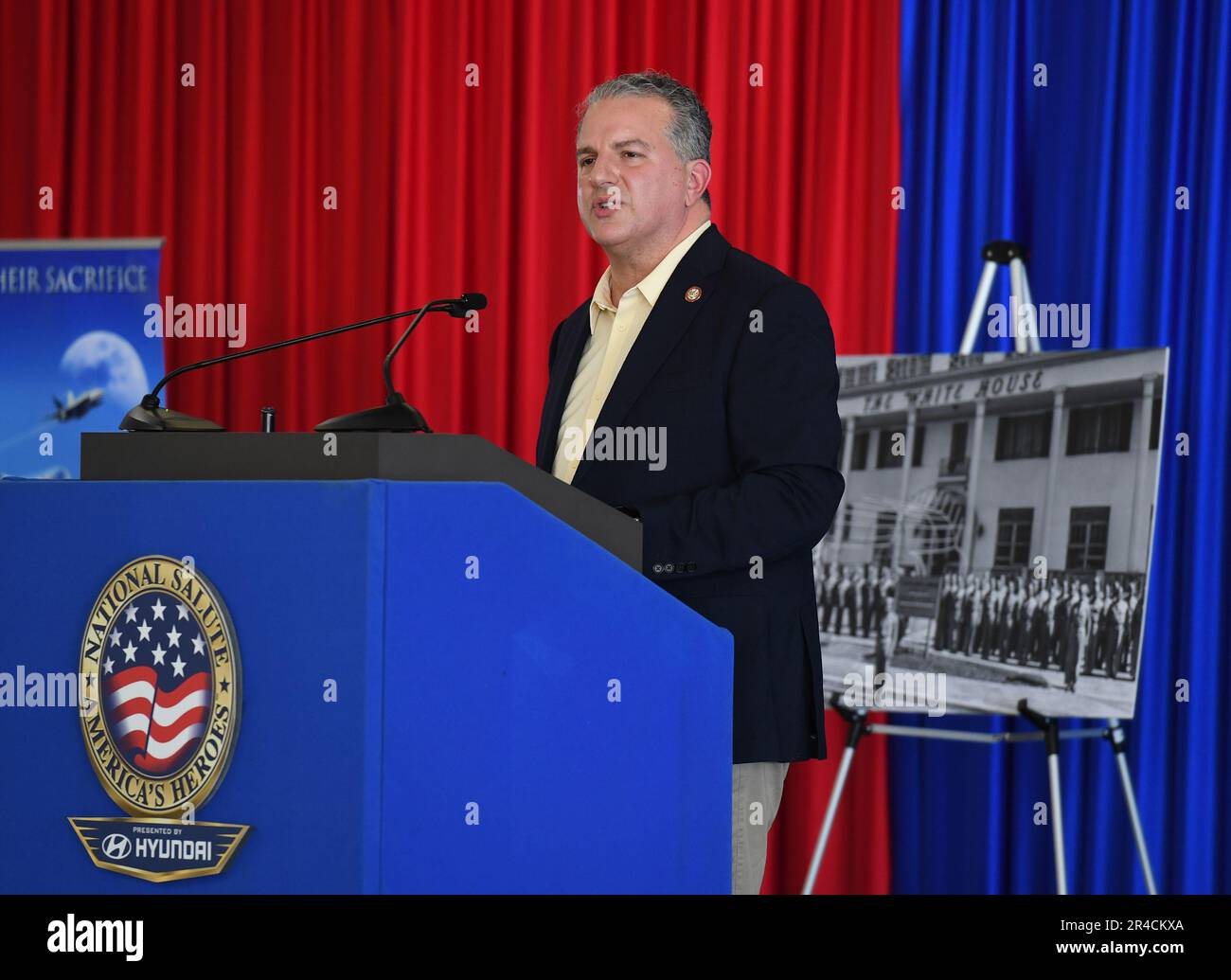 Miami, FL, USA. 26th May, 2023. CFO of Florida Jimmy Patronis speaks at the 2023 Hyundai Air & Sea Show media day at the US Coast Guard Air Station Miami-Opa Locka Executive Airport on May 26, 2023 in Miami, Florida Credit: : Mpi04/Media Punch/Alamy Live News Stock Photo
