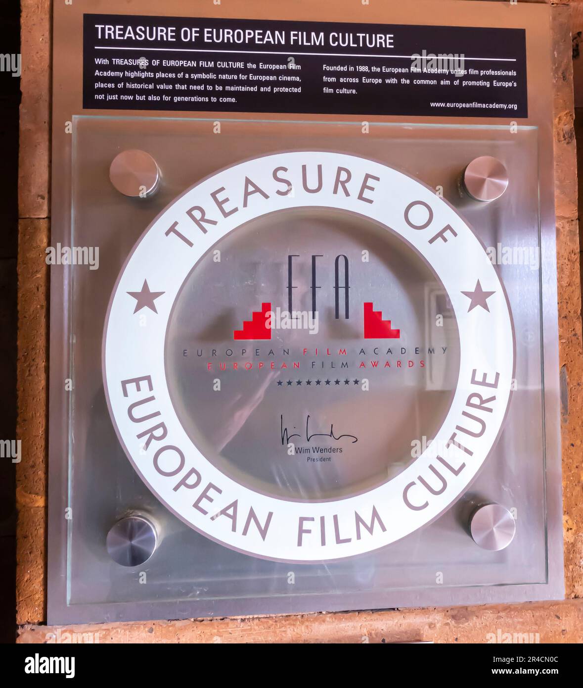 Treasure of European film culture badge on Paradzhanov museum Stock Photo