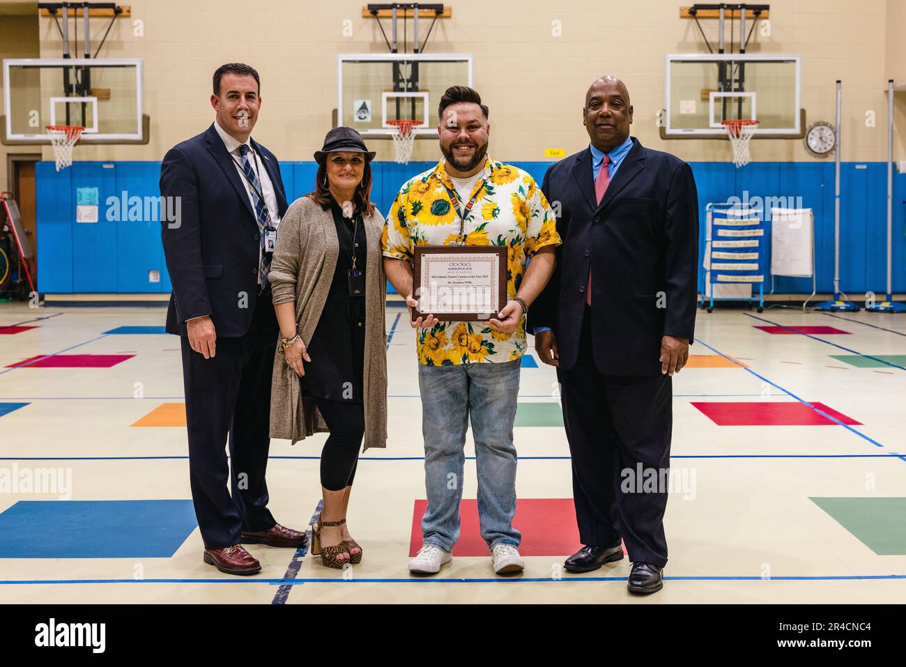 Jonathan Willis, center, a special education teacher at Tarawa Terrace