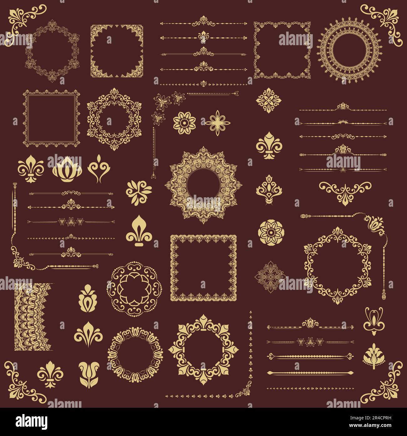Vintage set of vector horizontal, square and round elements. Elements ...