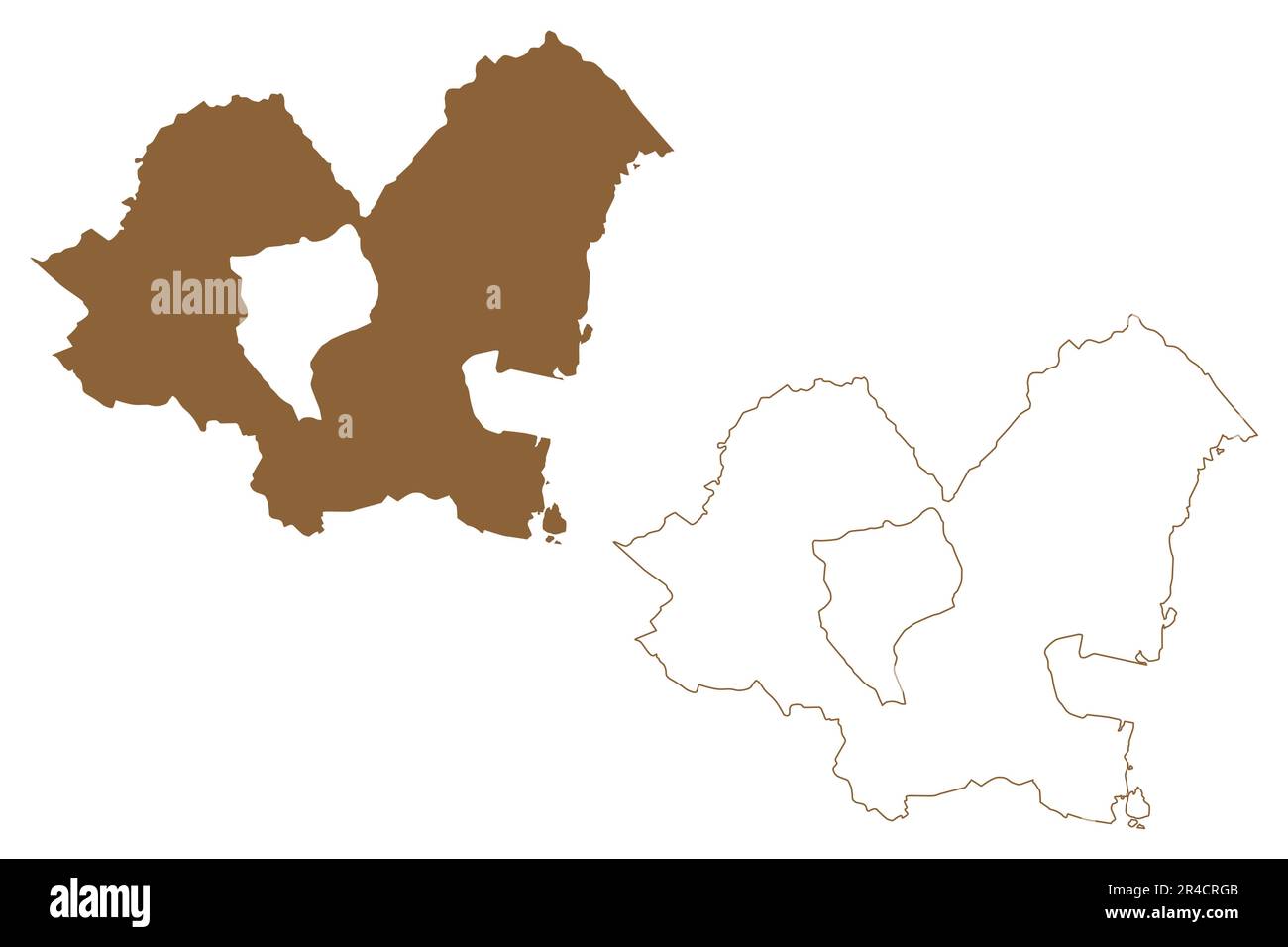 Eisenstadt-Umgebung district (Republic of Austria or Österreich, Burgenland state) map vector illustration, scribble sketch Bezirk Kotar Željezno-okol Stock Vector