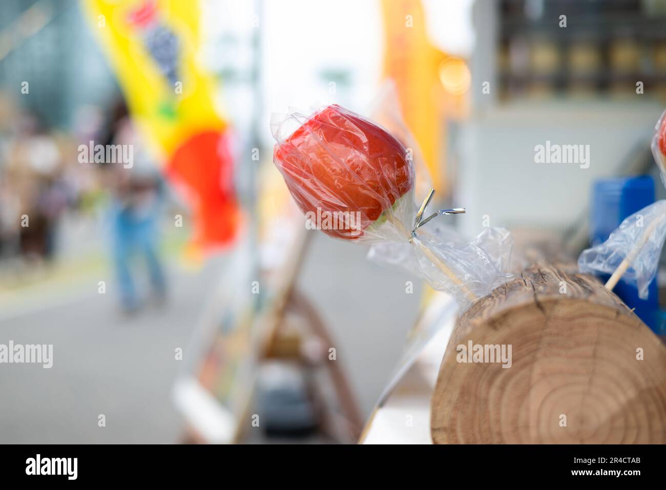 Candy apple sold on the street. Stock Photo