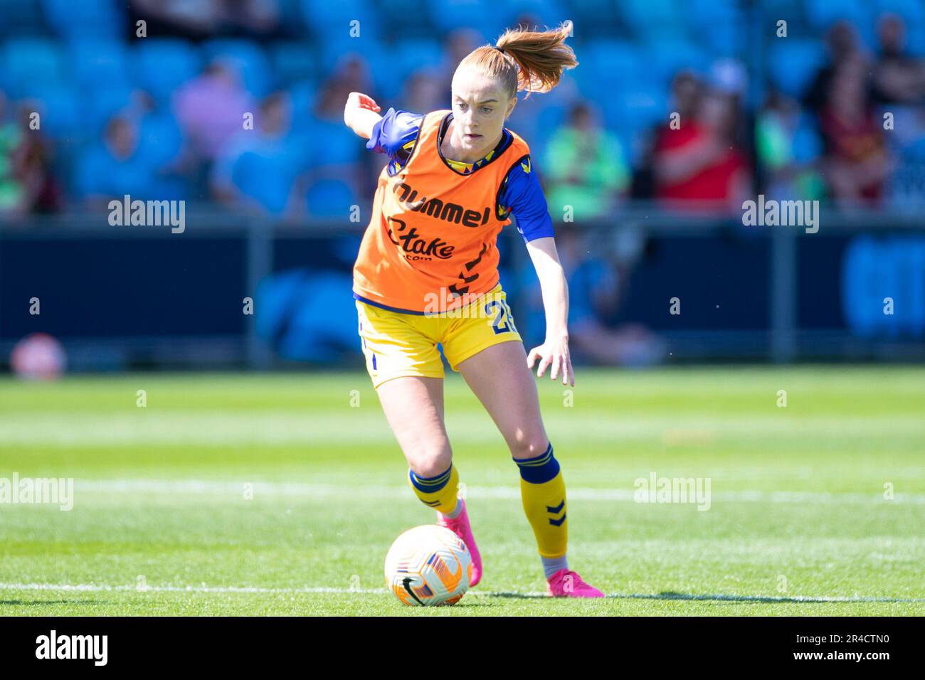 Manchester, UK. 27th May 2023. Karen Holmgaard #28 of Everton during the pre-match warm-up during the Barclays FA Women's Super League match between Manchester City and Everton at the Academy Stadium, Manchester on Saturday 27th May 2023. (Photo: Mike Morese | MI News) Credit: MI News & Sport /Alamy Live News Stock Photo