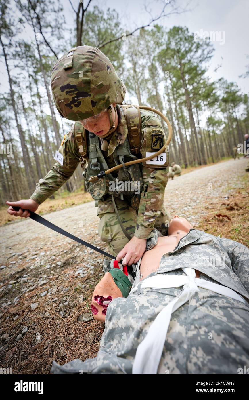 A Soldier completes the 12-mile ruck march event Tuesday during the ...