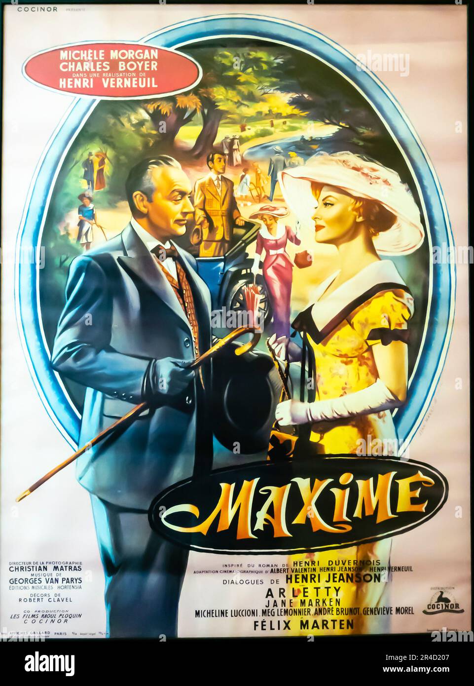 https://c8.alamy.com/comp/2R4D207/poster-of-a-french-film-maxime-directed-by-henri-verneuil-with-michle-morgan-charles-boyer-1958-2R4D207.jpg