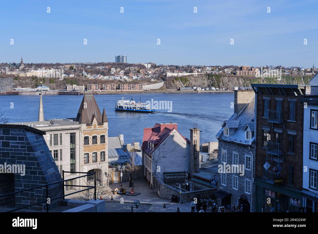 Ferry on the St Lawrence river between Quebec City and Levis, Canada Stock Photo