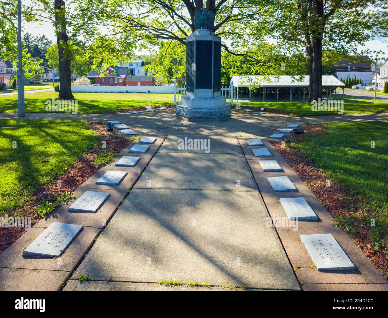 New York Mills, New York May 11, 2023 Landscape View of the Memorial; Park Village Gazebo. It