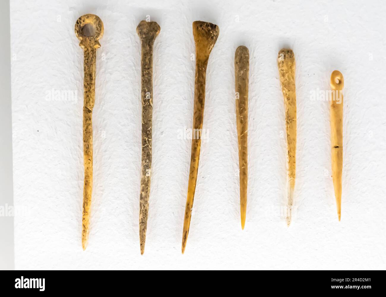 Pins and awls. First half of 4th millenium B.C. Godedzor, modern Armenia Stock Photo