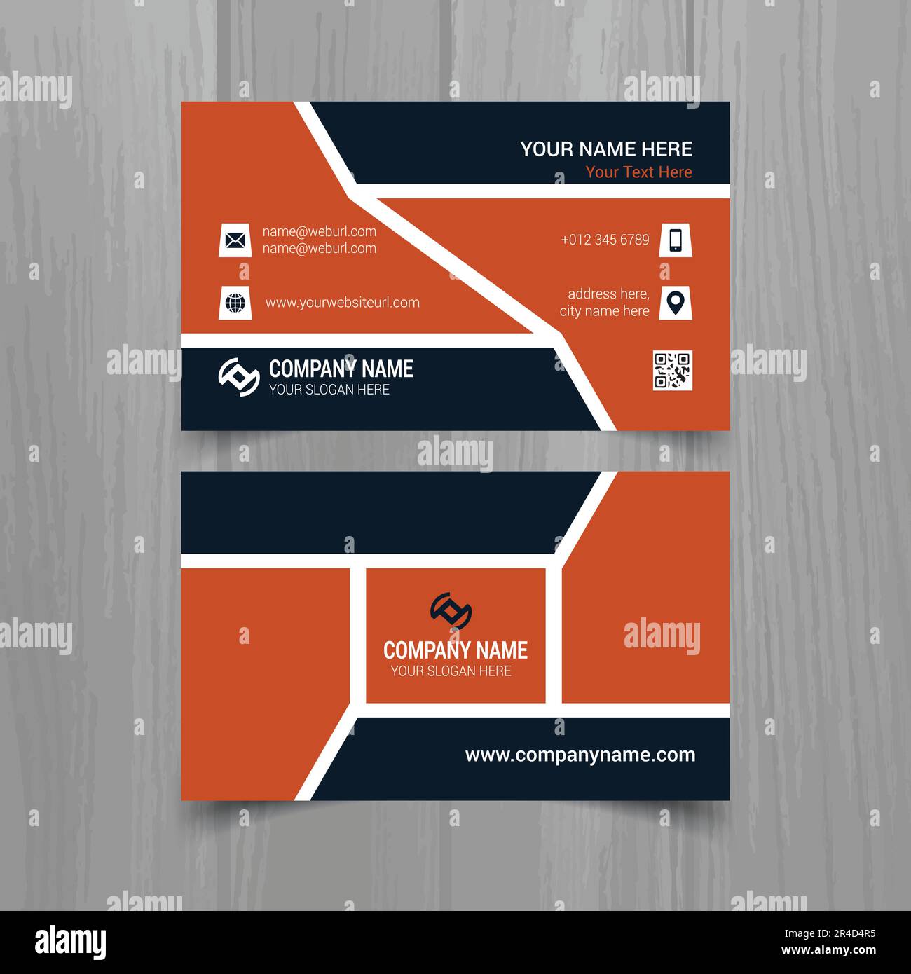 Simple business card vector template, simple clean layout design template Stock Vector