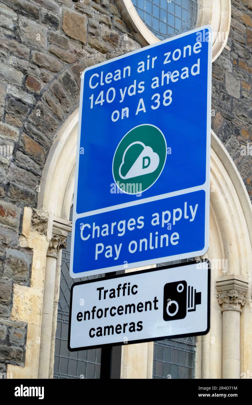 Bristol Clean Air Zone sign in St Pauls Bristol UK Stock Photo