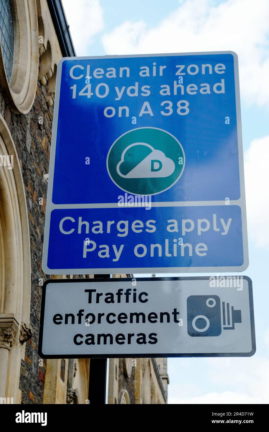 Bristol Clean Air Zone sign in St Pauls Bristol UK Stock Photo