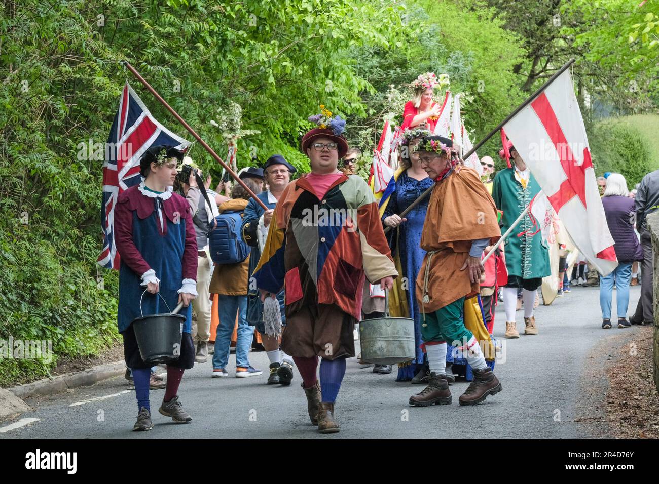 Randwick Wap, a cotswold villages traditional celecbration of spring.A small village near Stroud. Stock Photo