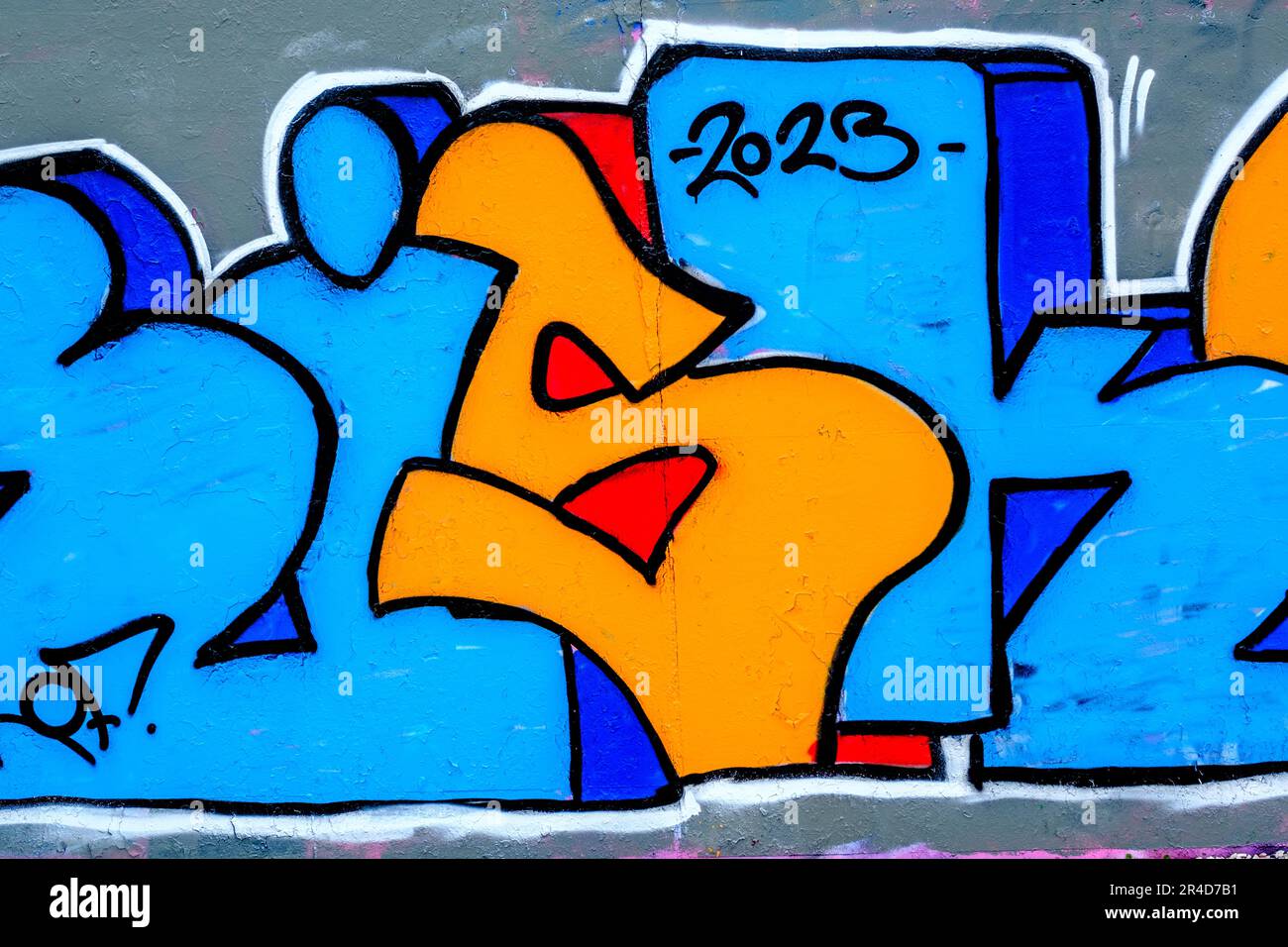 Stavanger, Rogaland, Norway, May 19 2023, Bright Colourful Wall Art Graffiti Art Work With No