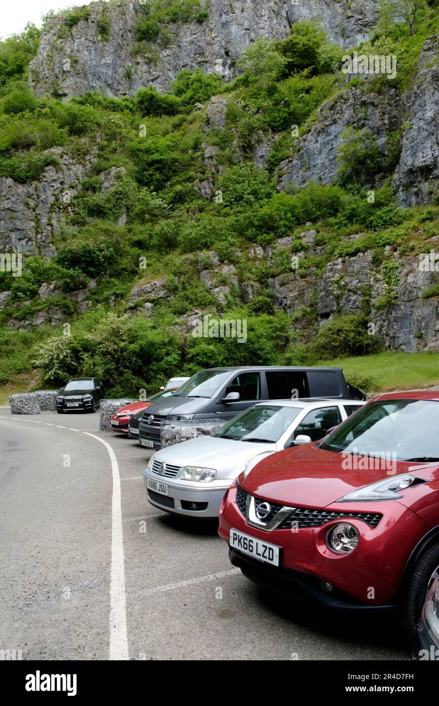 Around Cheddar a tourist attraction in Somerset UK Car park for