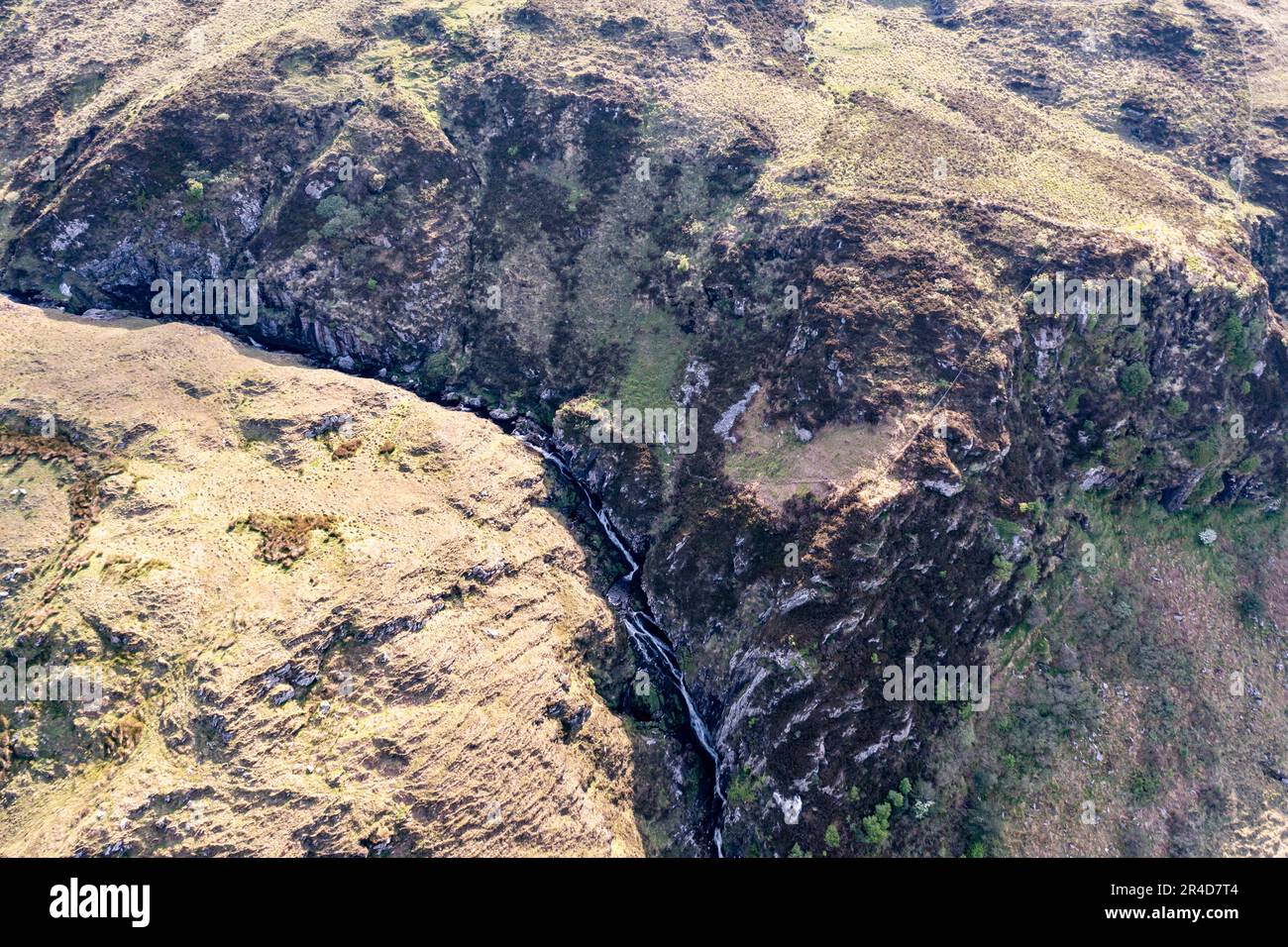 Aerial of Assaranca Waterfall in County Donegal - Ireland. Stock Photo
