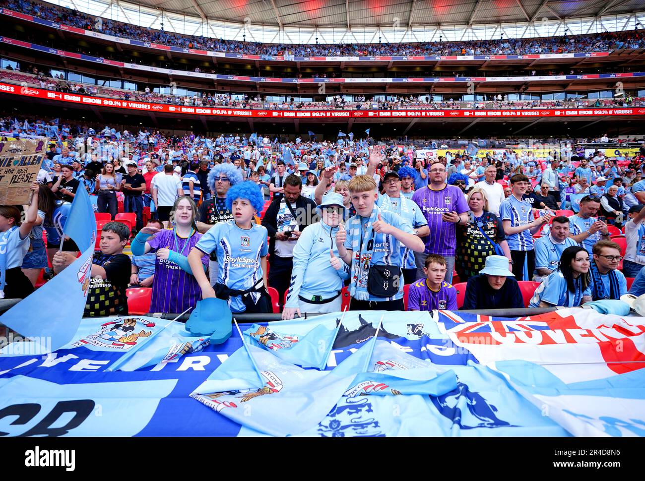 Coventry City fans in the stands ahead of the Sky Bet Championship playoff final at Wembley