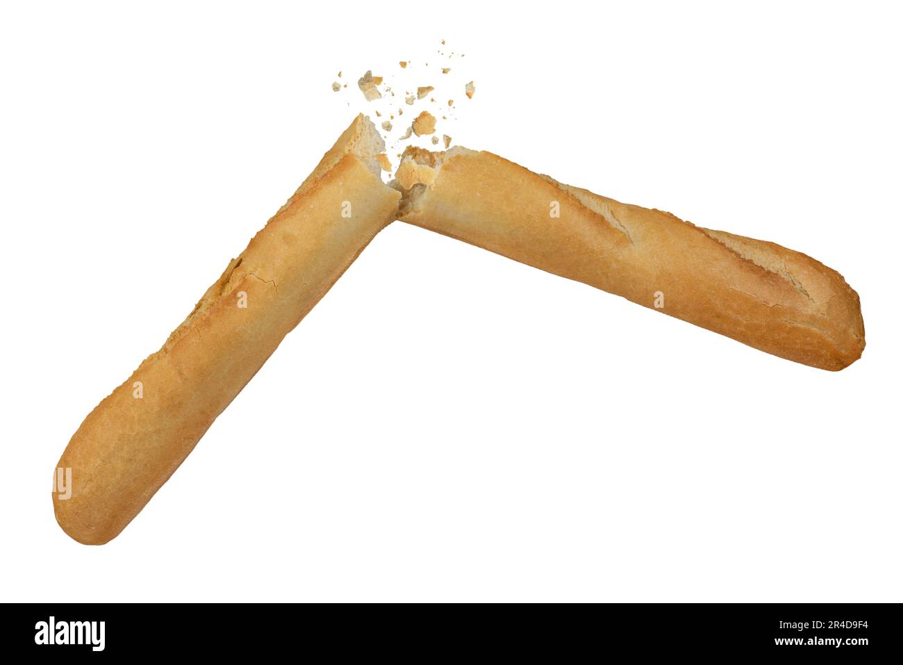Loaf of long white bread isolated on white background. A loaf of crispy ...