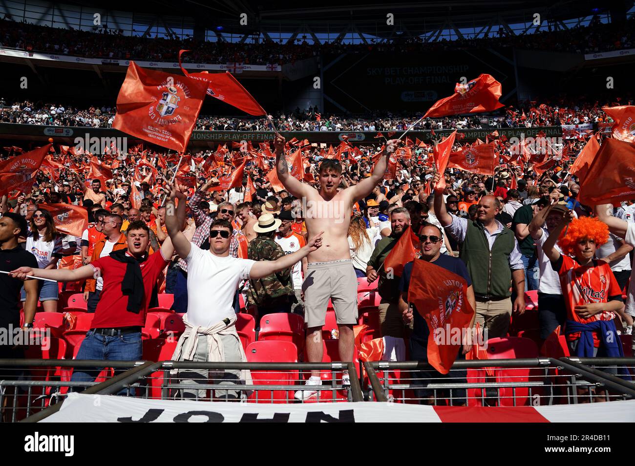 Luton Town fans in the stands during the Sky Bet Championship playoff