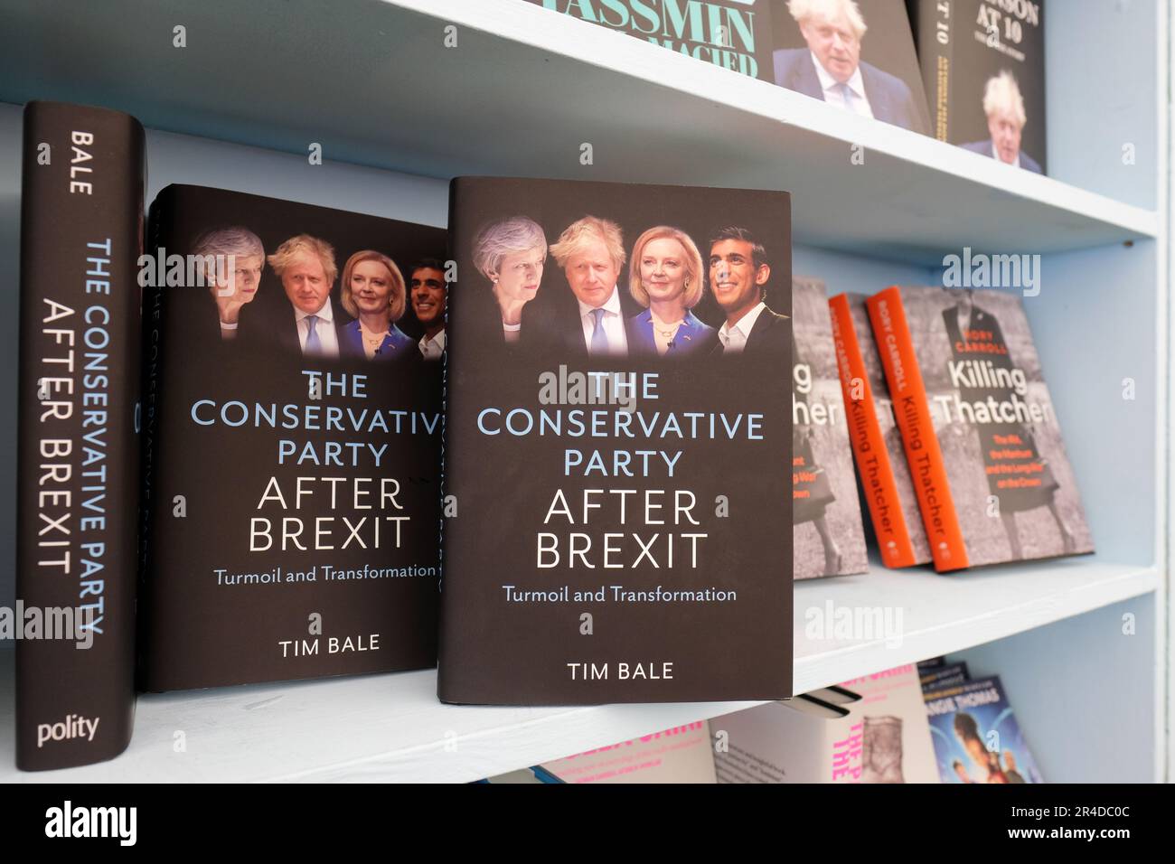 Hay Festival, Hay on Wye, Wales, UK – Saturday 27th May 2023 – The Conservative Party After Brexit by author Tim Bale on sale in the Festival bookshop during the third day of this years Hay Festival. Photo Steven May / Alamy Live News Stock Photo
