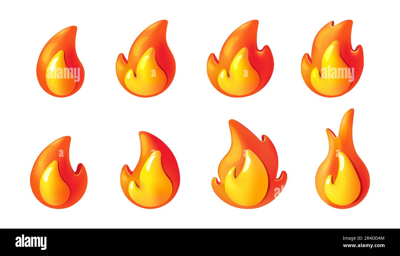 3d fire flame. Hot energy icon, light or smoke render logo, orange and